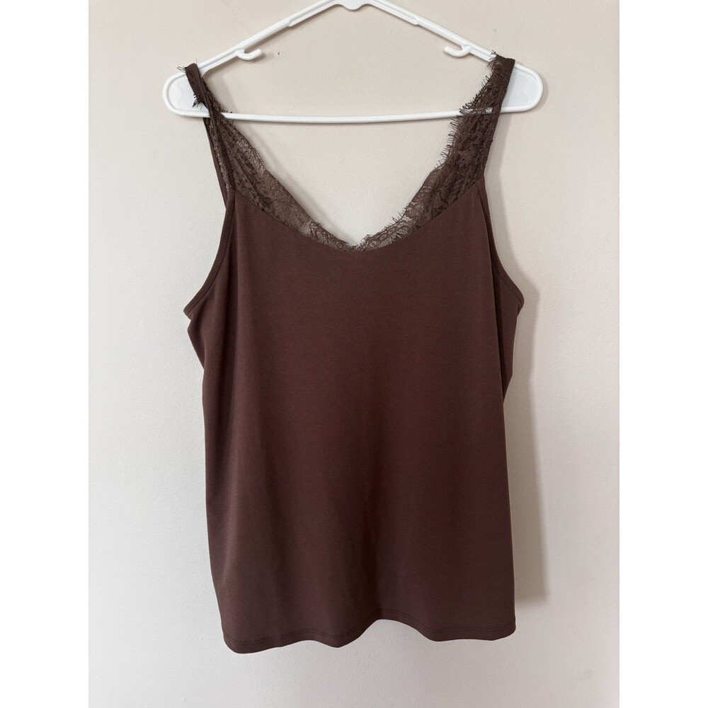 Buckle Daytrip Women’s Eyelash Lace Tank Top Brown NWT Size M